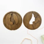 Teak Wood Jewelry Box with Woman Face Design - Image 4