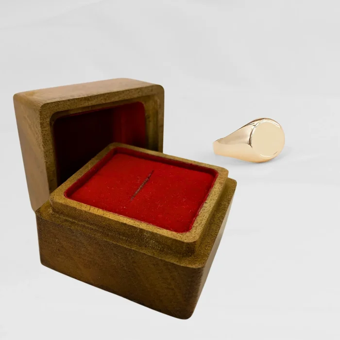 Teak Wood Ring Box with Red Velvet Inlay - Image 3
