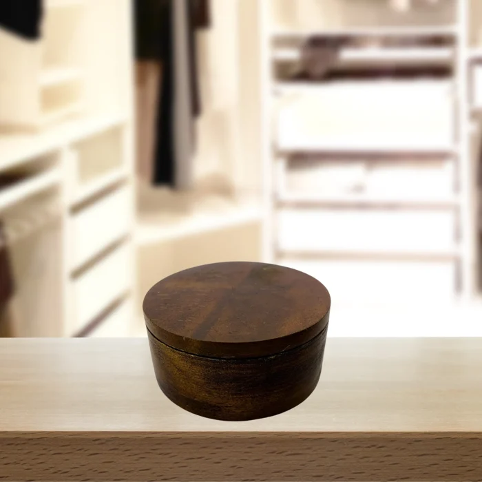 Mahogany Wood Pendant Box with White Leather Inlay - Image 2