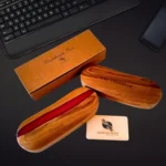 Teak Wood Eyeglasses Case with Epoxy Resin Stripe - Image 5