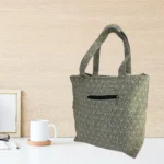 Stylish Gray Canvas Bag with Zipper Pocket - Image 2