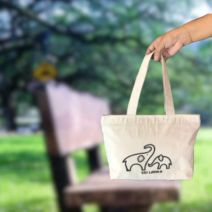 Stylish Fabric Tote Bag – Sri Lanka Two Elephant Design