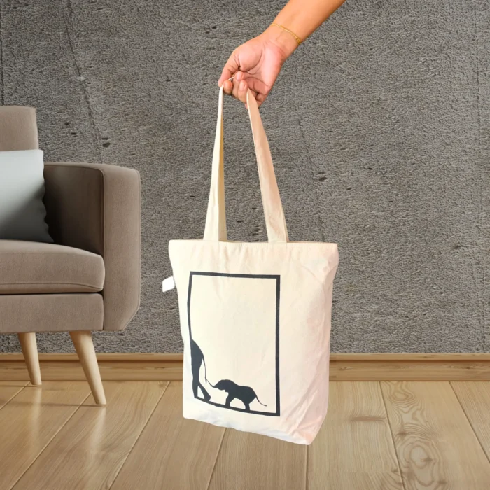 Stylish Tote Bag – Elephant & Baby Design - Image 2