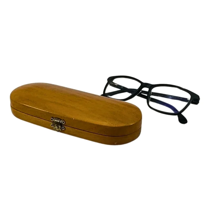 Elegant Teak Wood Eyeglasses Case – With Brass Lock & Cork Inlay - Image 6
