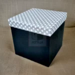Silver and Black Gift Box with White Polka Dots