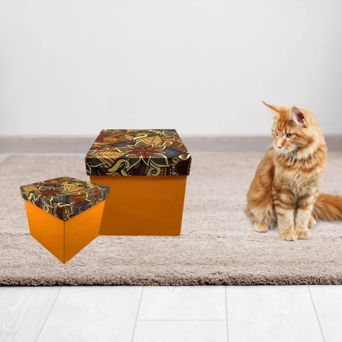 Orange Gift Box with Colorful Floral Lid - Image 4