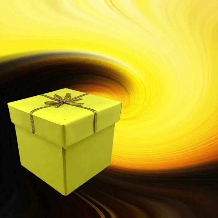 Yellow Gift Box with Gold Ribbon Bow - Image 4