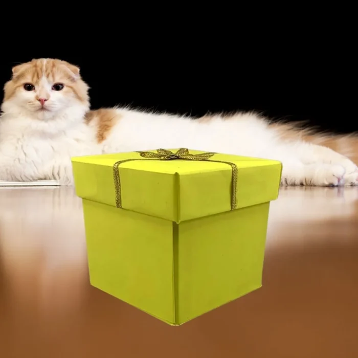 Yellow Gift Box with Gold Ribbon Bow - Image 1