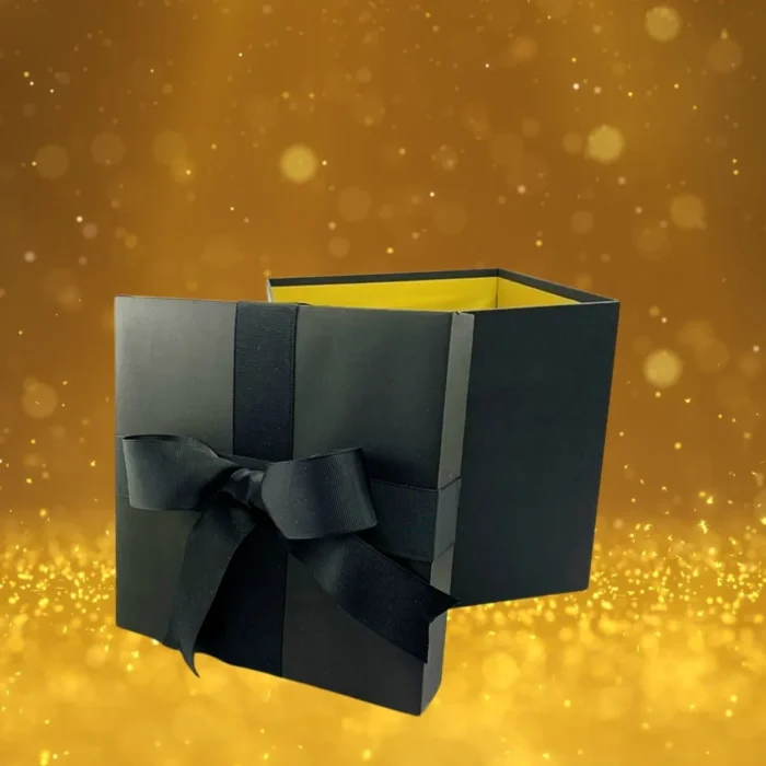 Matte Black Gift Box with Black Ribbon Bow - Image 2