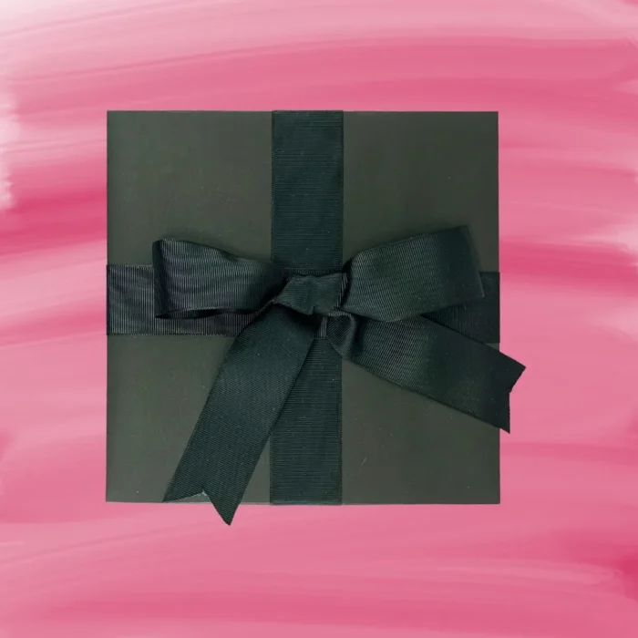 Matte Black Gift Box with Black Ribbon Bow - Image 3