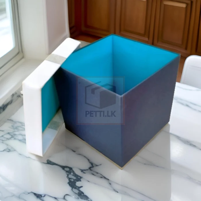 White And Blue Gift Box With Silver Ribbon - Image 2