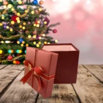 Shiny Red Gift Box with Elegant Gold-Lined Ribbon - Image 4