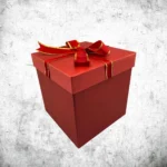 Shiny Red Gift Box with Elegant Gold-Lined Ribbon