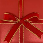 Shiny Red Gift Box with Elegant Gold-Lined Ribbon - Image 3
