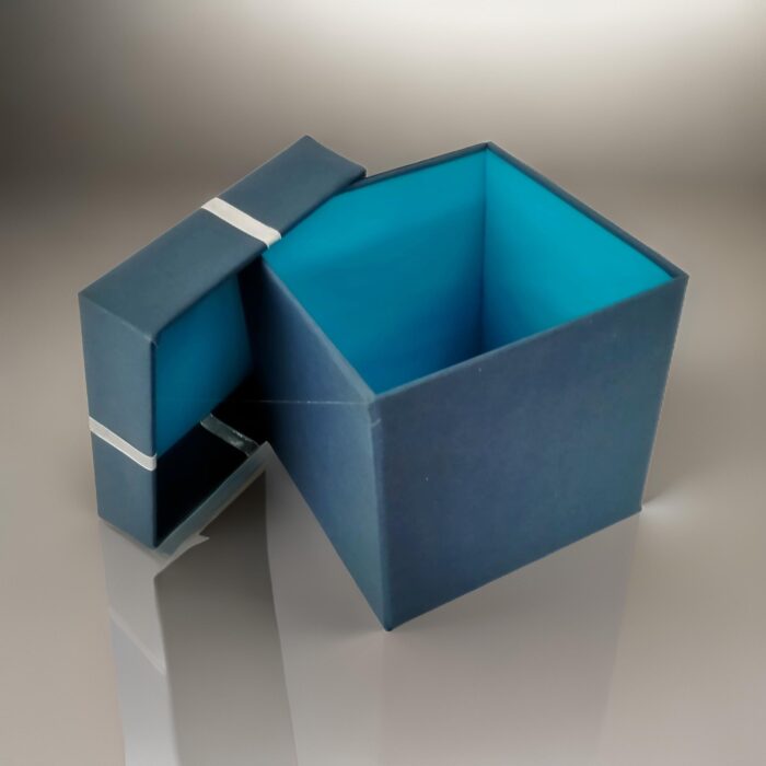 Shiny Blue Gift Box with Silver Ribbon Bow - Image 2