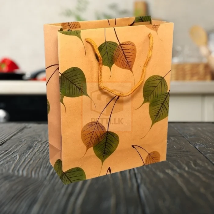 Eco-Friendly Craft Paper Bag with Leaf Design - Image 1