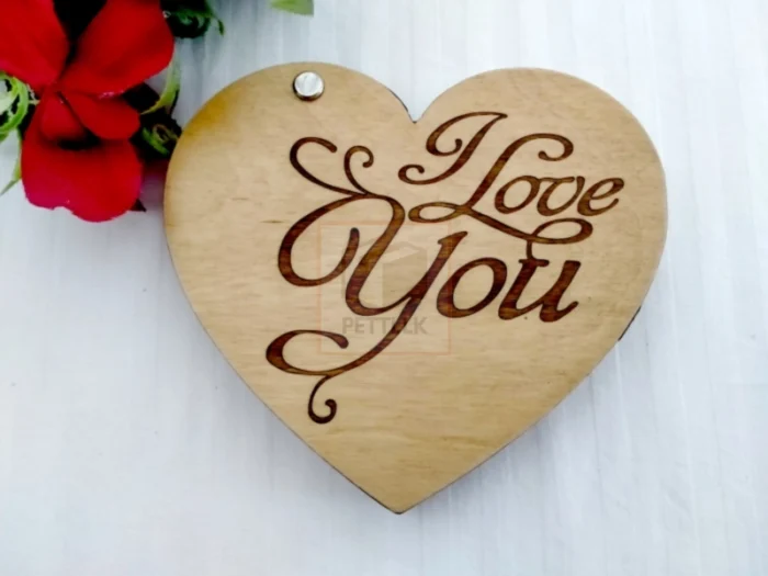 Heart Shaped Wooden Couple Ring Box - Image 3