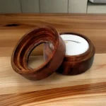 Mahogany Wood Ring Box with Clear Lid & White PU Leather Inlay - Image 5
