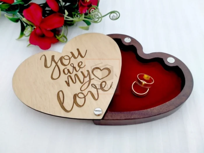 Heart-Shaped Jewelry Box with "You Are My Love" Engraving - Image 3
