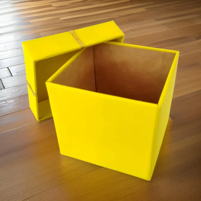 Yellow Gift Box with Gold Ribbon Bow - Image 5
