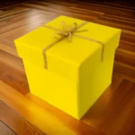 Yellow Gift Box with Gold Ribbon Bow - Image 3