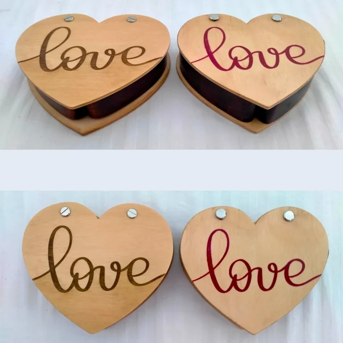 Exquisite Winged Wooden Heart Box for Couple Rings - Image 7