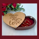 Heart-Shaped Jewelry Box with "You Are My Love" Engraving - Image 6