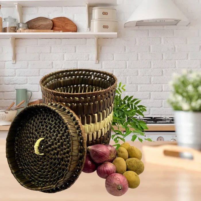 Palmyra Basket with Lid for Kitchen Storage - Image 1