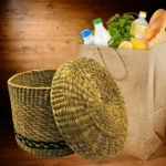 Natural Rush & Reed Vegetable Container for Kitchen
