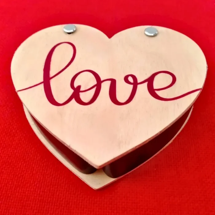 Exquisite Winged Wooden Heart Box for Couple Rings - Image 5