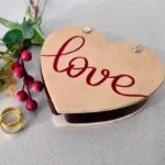 Exquisite Winged Wooden Heart Box for Couple Rings