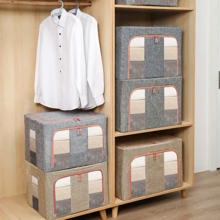 66L GREY MOONDAY ZIPPED STORAGE ORGANIZER BOX - Image 6