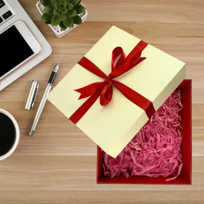 Red and Pink Gift Box with Ribbon
