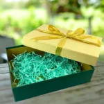 Luxury Green and Cream Colour Gift Box with Gold Ribbon (12"x9"x2.5") - Image 2