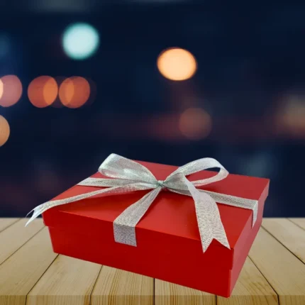 Luxury Red Gift Box with Silver Ribbon