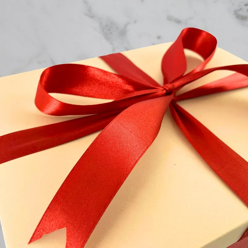 Shiny Red and Pink Gift Box with Red Ribbon