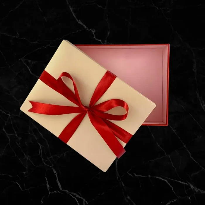 Shiny Red and Pink Gift Box with Red Ribbon