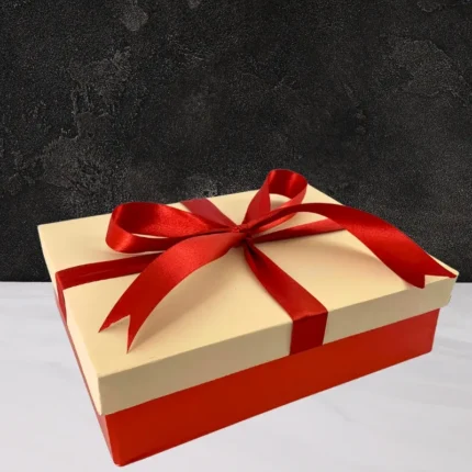 Shiny Red and Pink Gift Box with Red Ribbon
