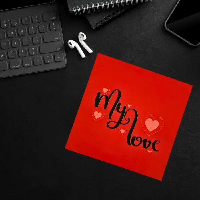 Red Gift Box and Sticker Print on Lid - 12x12x5 Inch - Image 3