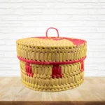 Palmyra Basket with Lid - Rose Pink Kavili Basket 10" dia. x6" - Image 2