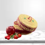 Palmyra Basket With Lid - Magenta Colour Kavili Basket  10" dia. x 6" - Image 3