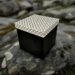 Black and Silver Gift Box with White Polka Dots - 6x6x6 Inch