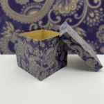 Gift Box – Handmade Blue & Brown Paisley Design - 4x4x4 - Image 2