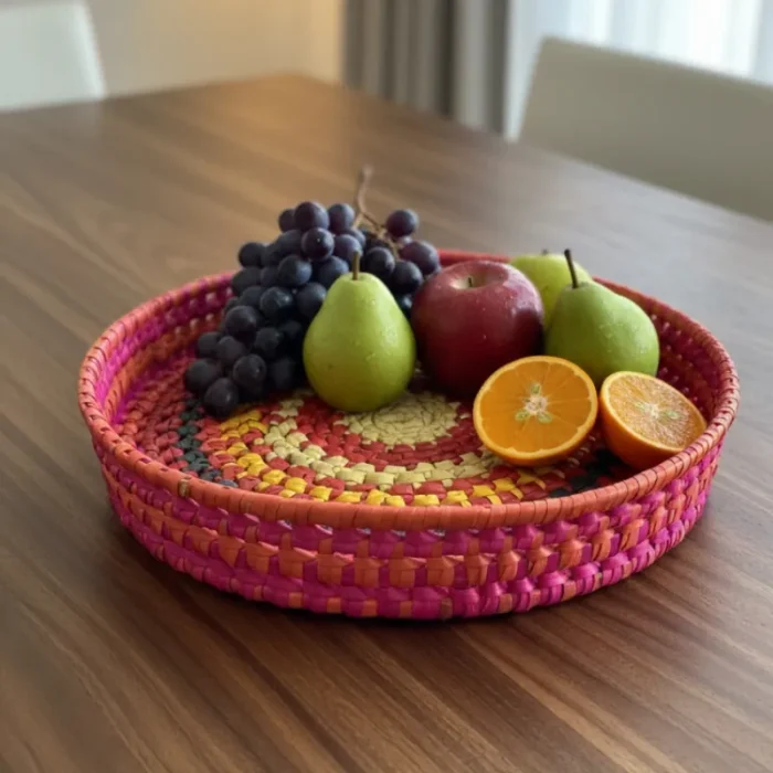 Palmyra tray - 11 Inch Red Large Palmyra Tray – 11x2 inch - Image 1