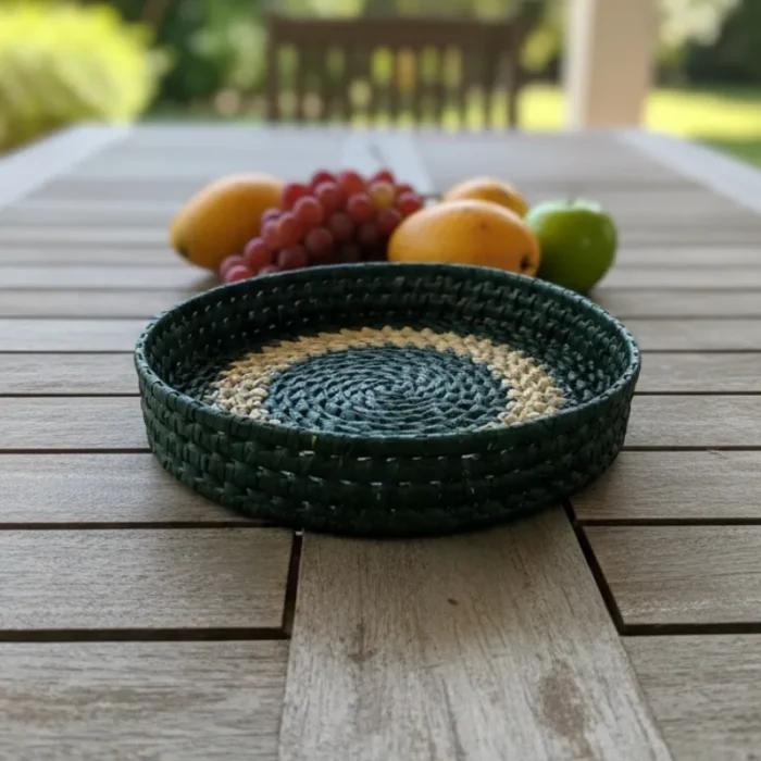 Palmyra tray - 11 inch Green Large Green Palmyra Tray – 11x2 inch - Image 1