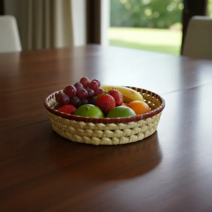 Palmyra tray - 7 inch Yellow Medium Yellow Palmyra Tray - 9x2 inch - Image 1
