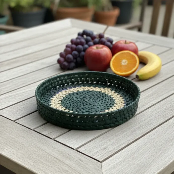 Palmyra tray - 9 inch Green Medium Green Palmyra Tray – 9x1.5 inch - Image 1