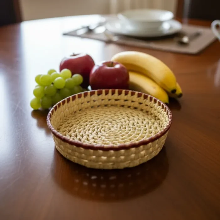 Small Yellow Palmyra Tray - 7 inch - Image 2