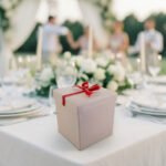 Pink Gift Box with Red Ribbon- 8x8x8 Inch