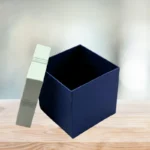 Blue and White Gift Box With Silver Ribbon - Gives Elegant Touch - 4x4x4 inch - Image 2